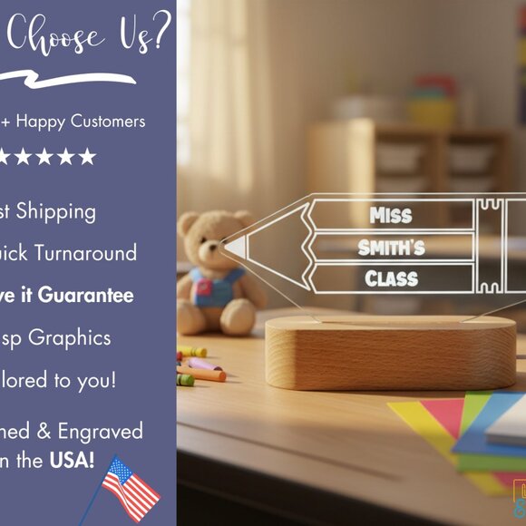 Teacher Custom Name Light | Personalized Light-Up Sign for Teacher Appreciation - Picture 3 of 7